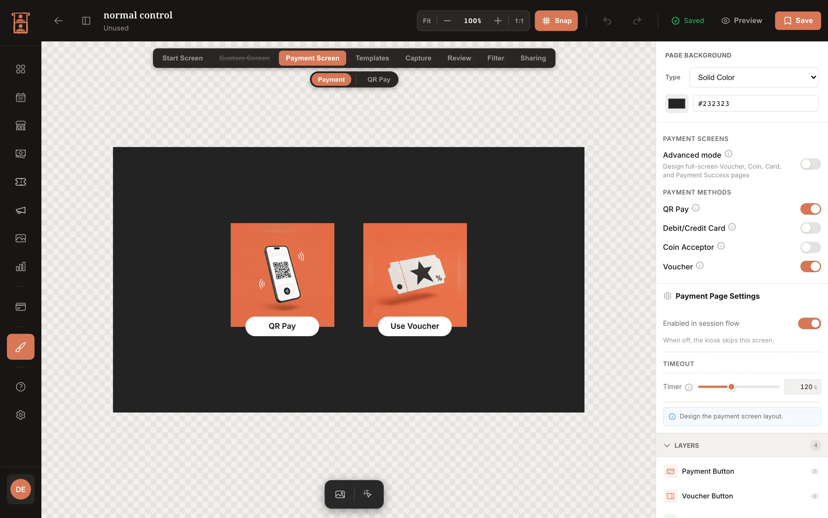 UI Editor on the Payment Screen