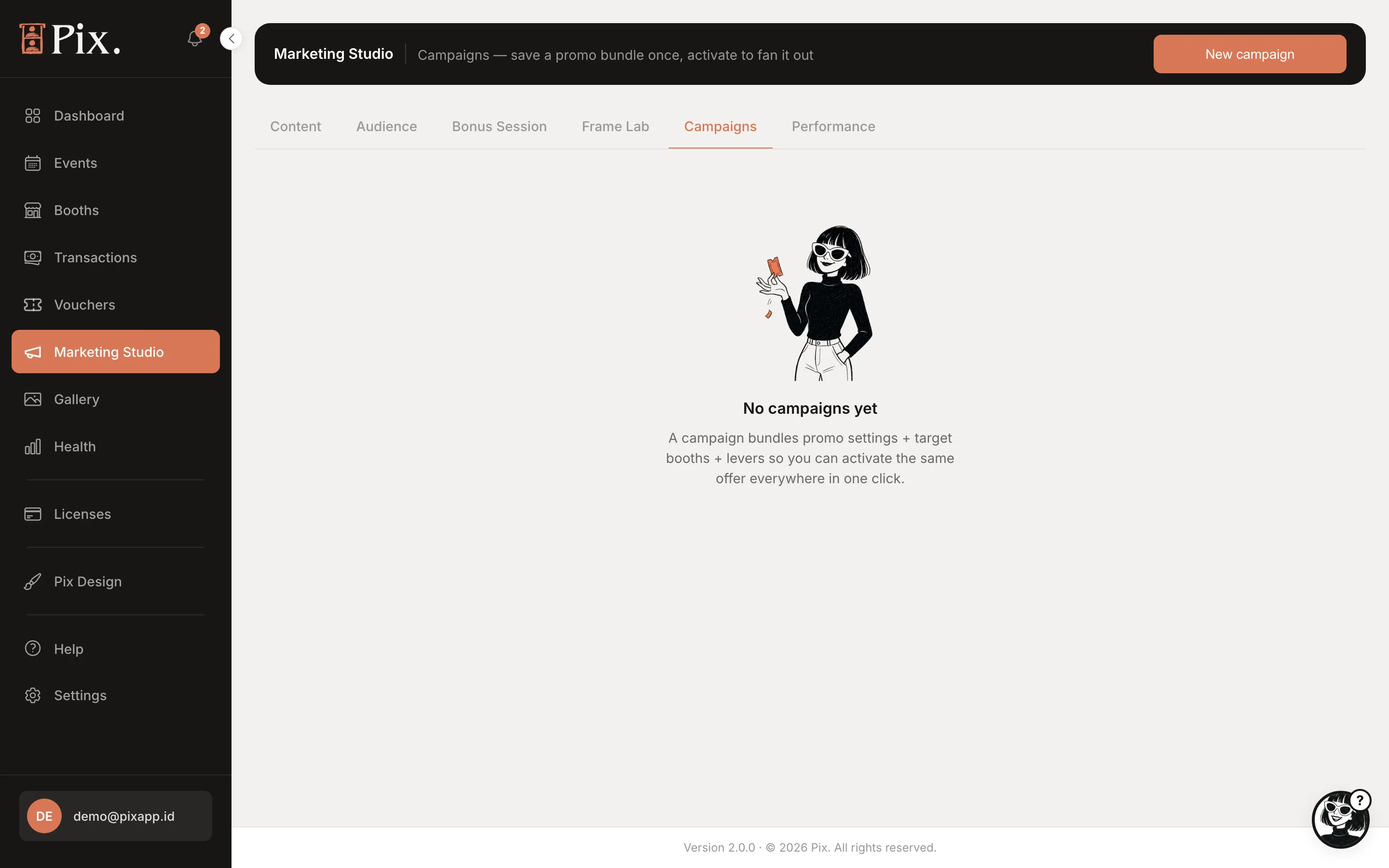 Marketing Studio Campaigns tab
